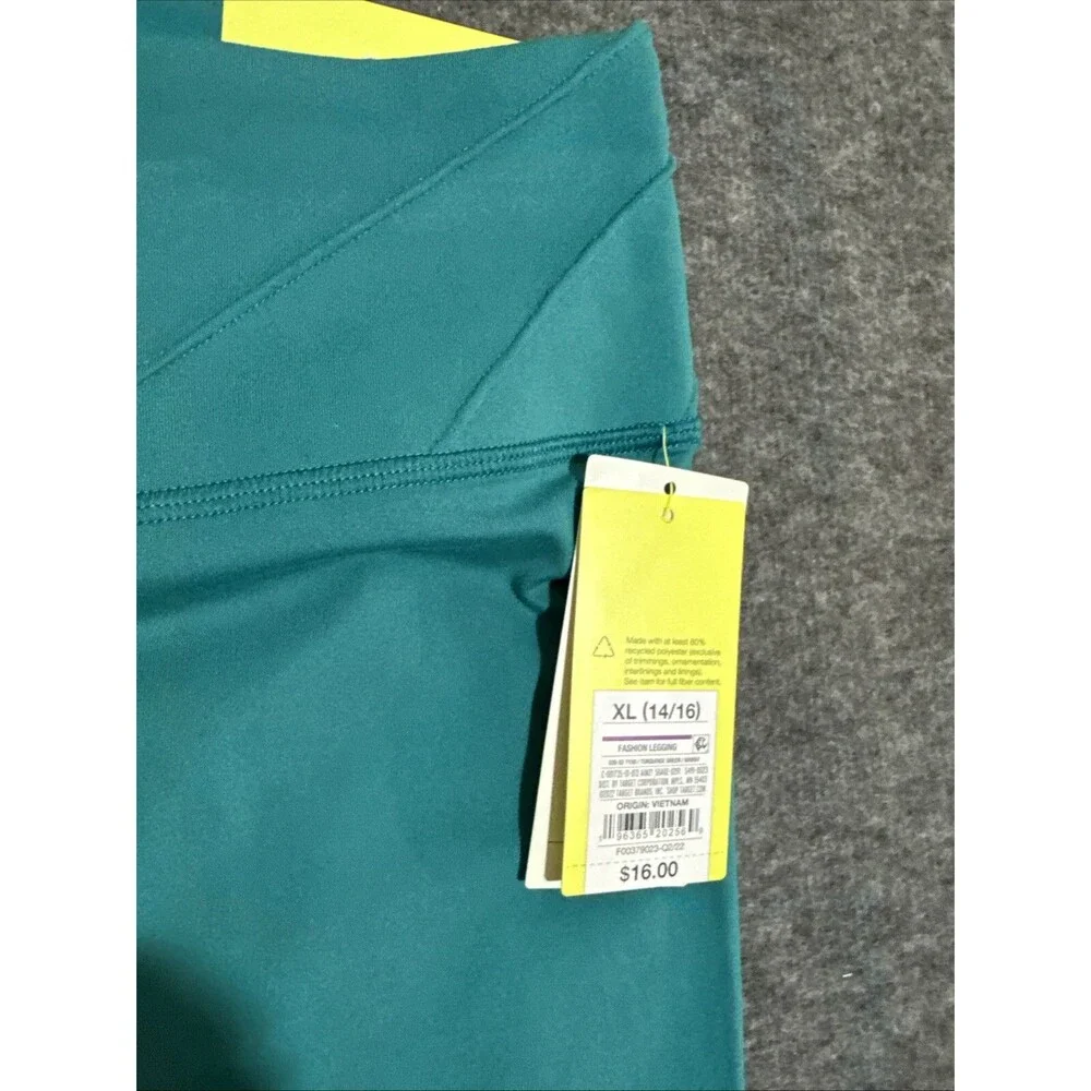 All In Motion Youth Girl's Pants Leggings High Rise Green Extra Large 14/16